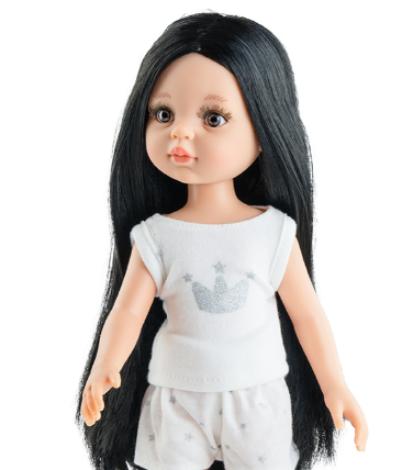 Кукла Карина, черные волосы, 34 см, в пижаме, НОВИНКА 2023 (Арт.13222)